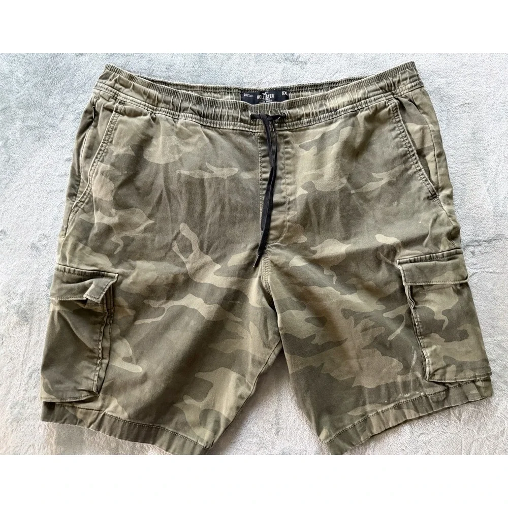 Hollister Men's California Jogger Cargo Shorts Camo Green Stretch Size XXL